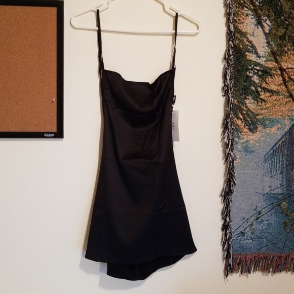 backless mini slip dress